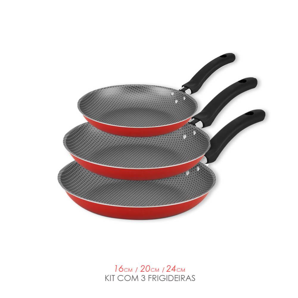 Kit de Frigideiras Antiaderentes - 3 peças